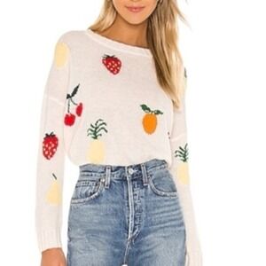 RAILS  Sweater Size Medium Ivory‎ Perci Fruit Cashmere Alpaca Wool Intarsia Knit